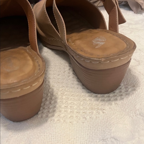 Atalina Tan Closed Toe Clog Vegan Leather Buckle Strap Heel Mules (41) 8.5-9 US - Picture 7 of 15